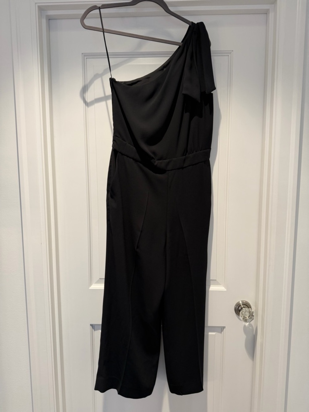 J. Crew One-Shoulder Black Jumpsuit with Bow at Shoulder - Picture 4 of 7